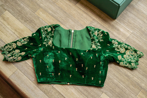 Green Velvet Blouse