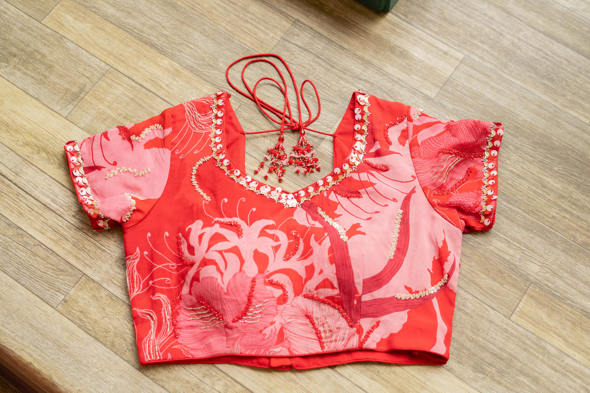 Red Floral Blouse