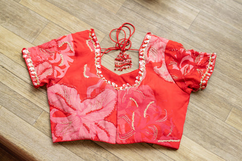 Red Floral Blouse