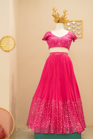 Pink Lehenga with Embroidered Blouse