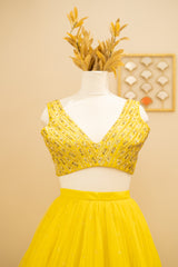 Display Product- Yellow Lehenga with Embroidered Blouse