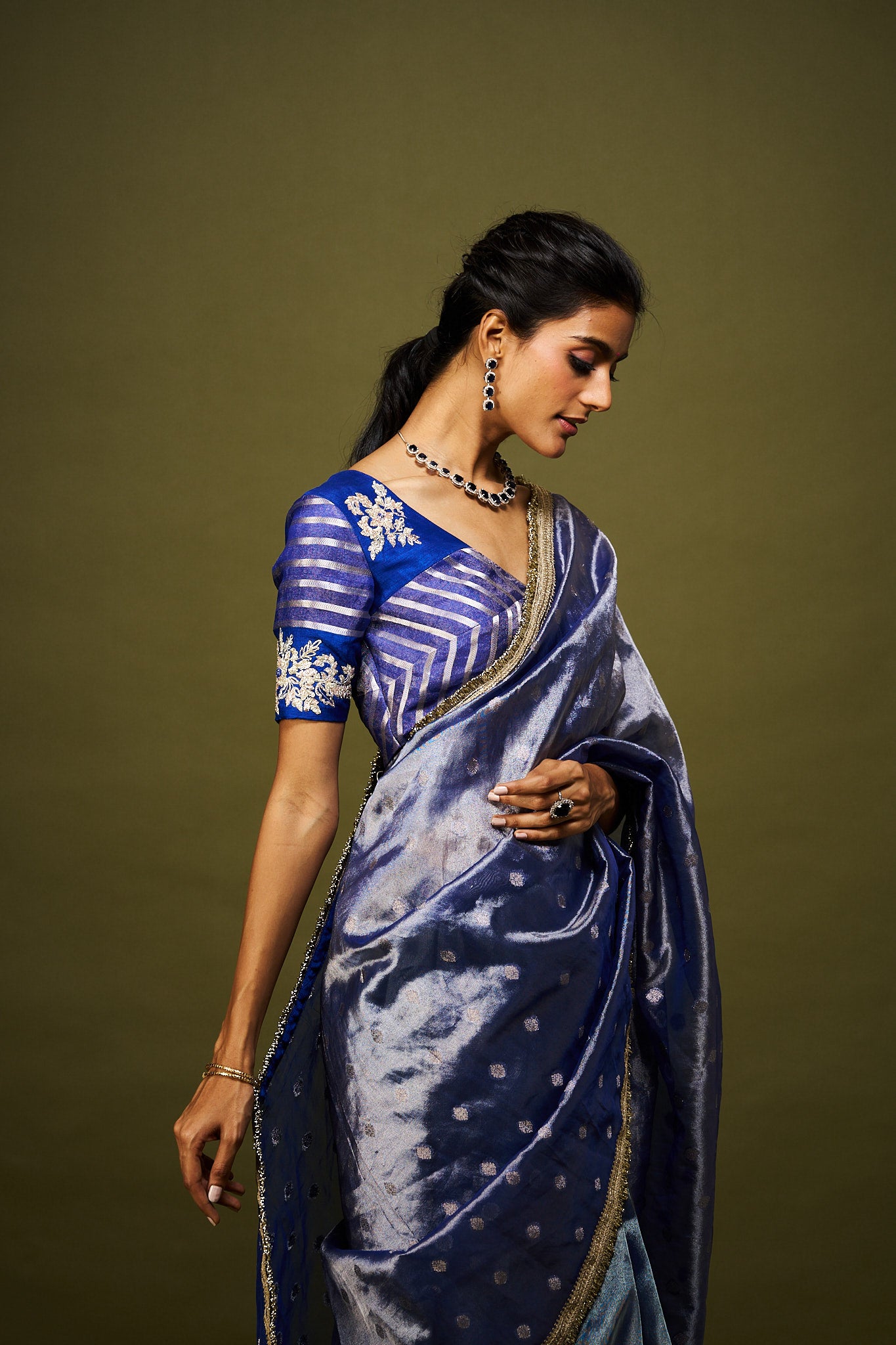Jwala saree set - Royal blue