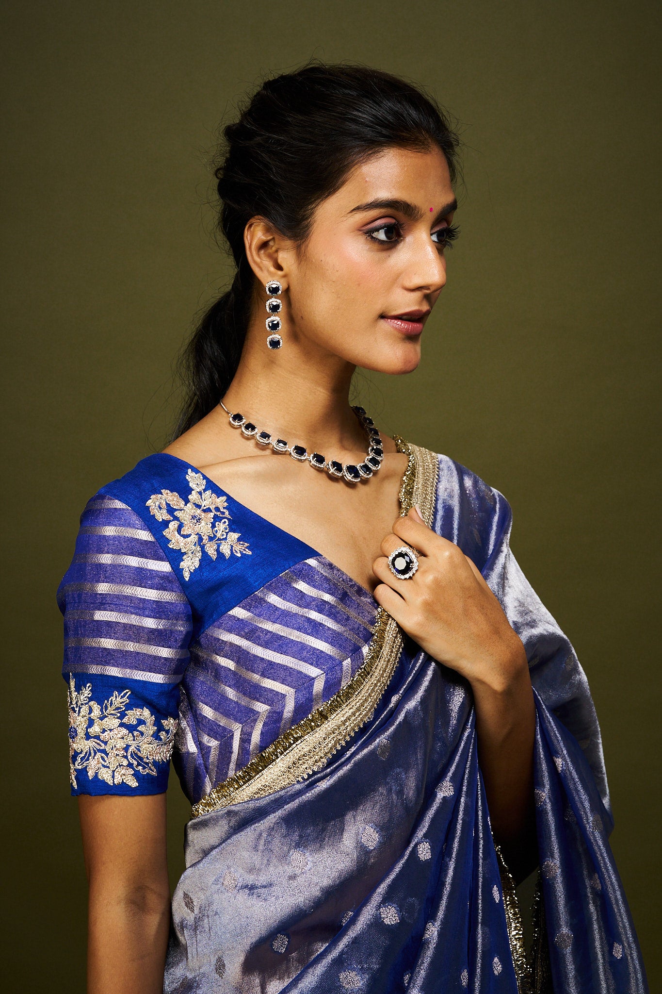 Jwala saree set - Royal blue
