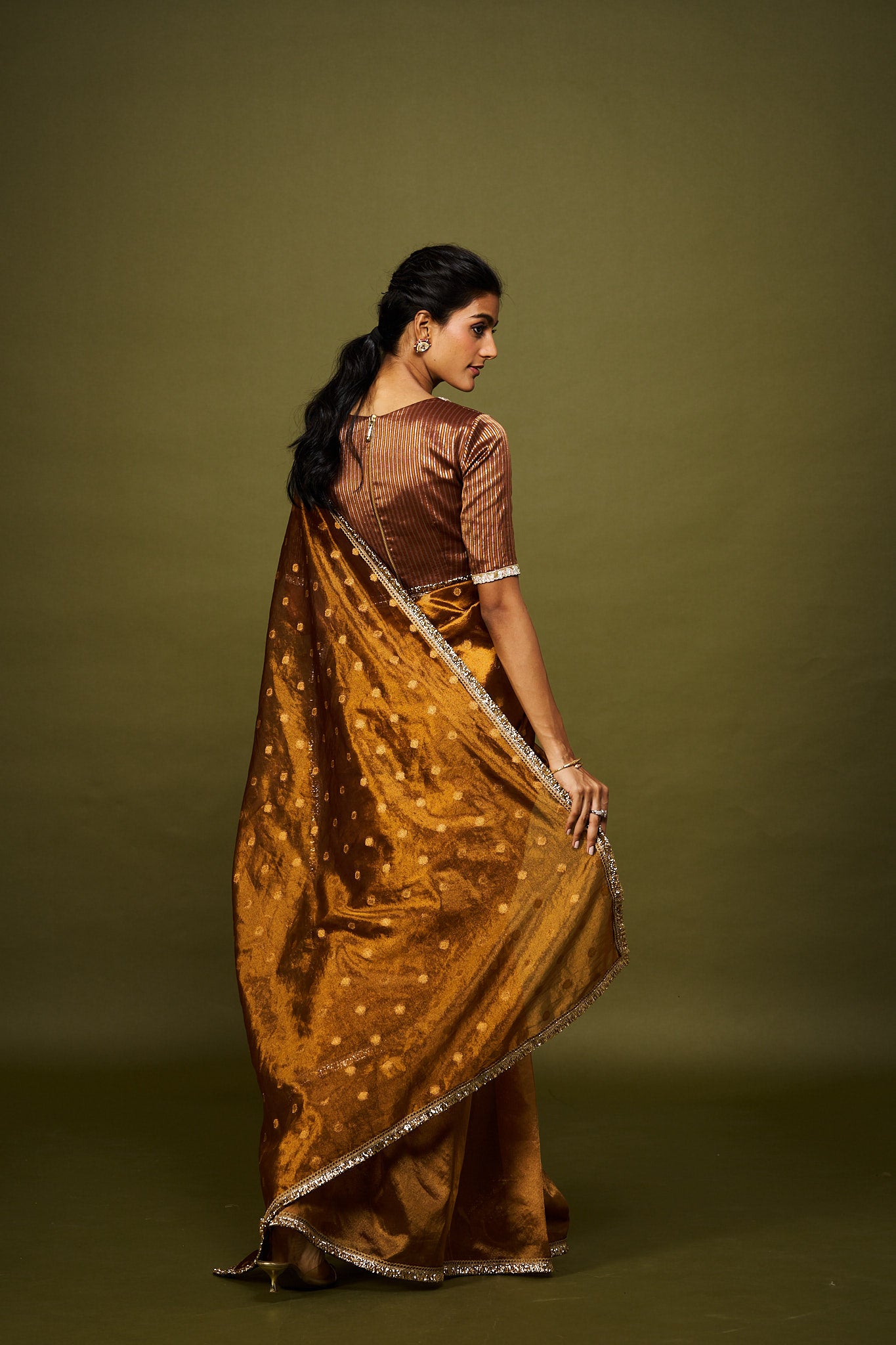Kripa saree set - Chocolate Brown