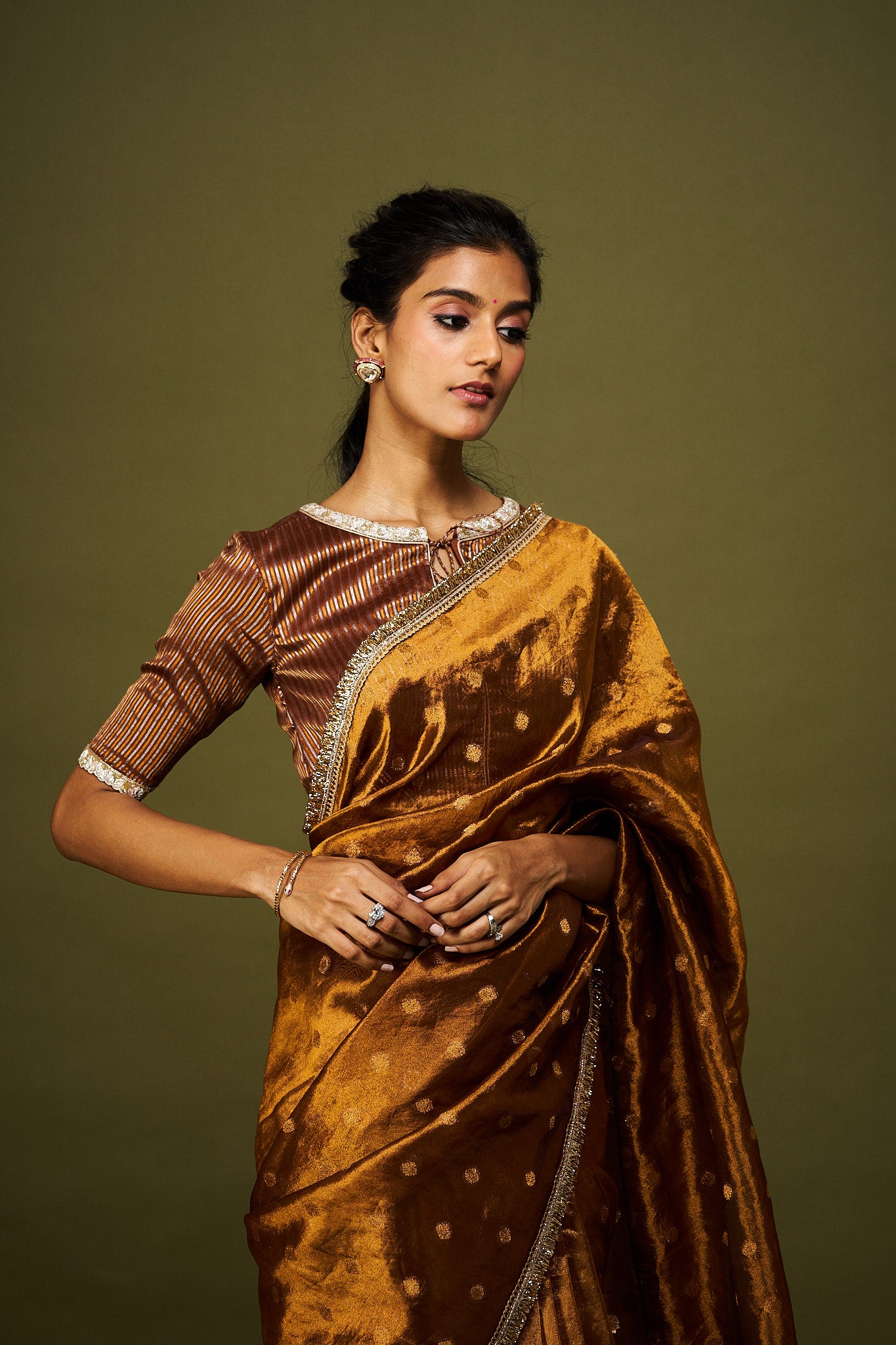 Kripa saree set - Chocolate Brown