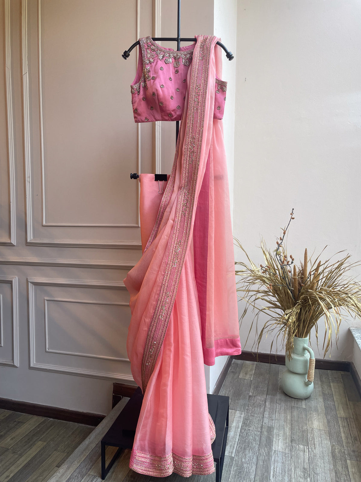 Kusuma Embroidered Saree And Blouse