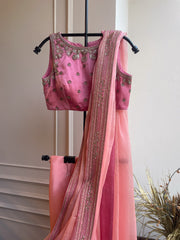 Kusuma Embroidered Saree And Blouse