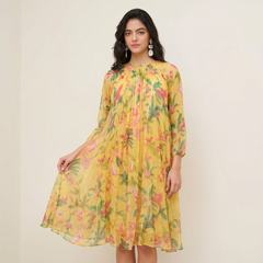 Raaha Floral Dress-Yellow