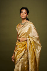 Laya saree set - Yellow & Ivory