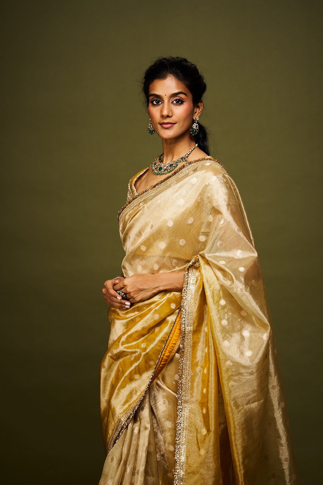 Laya saree set - Yellow & Ivory
