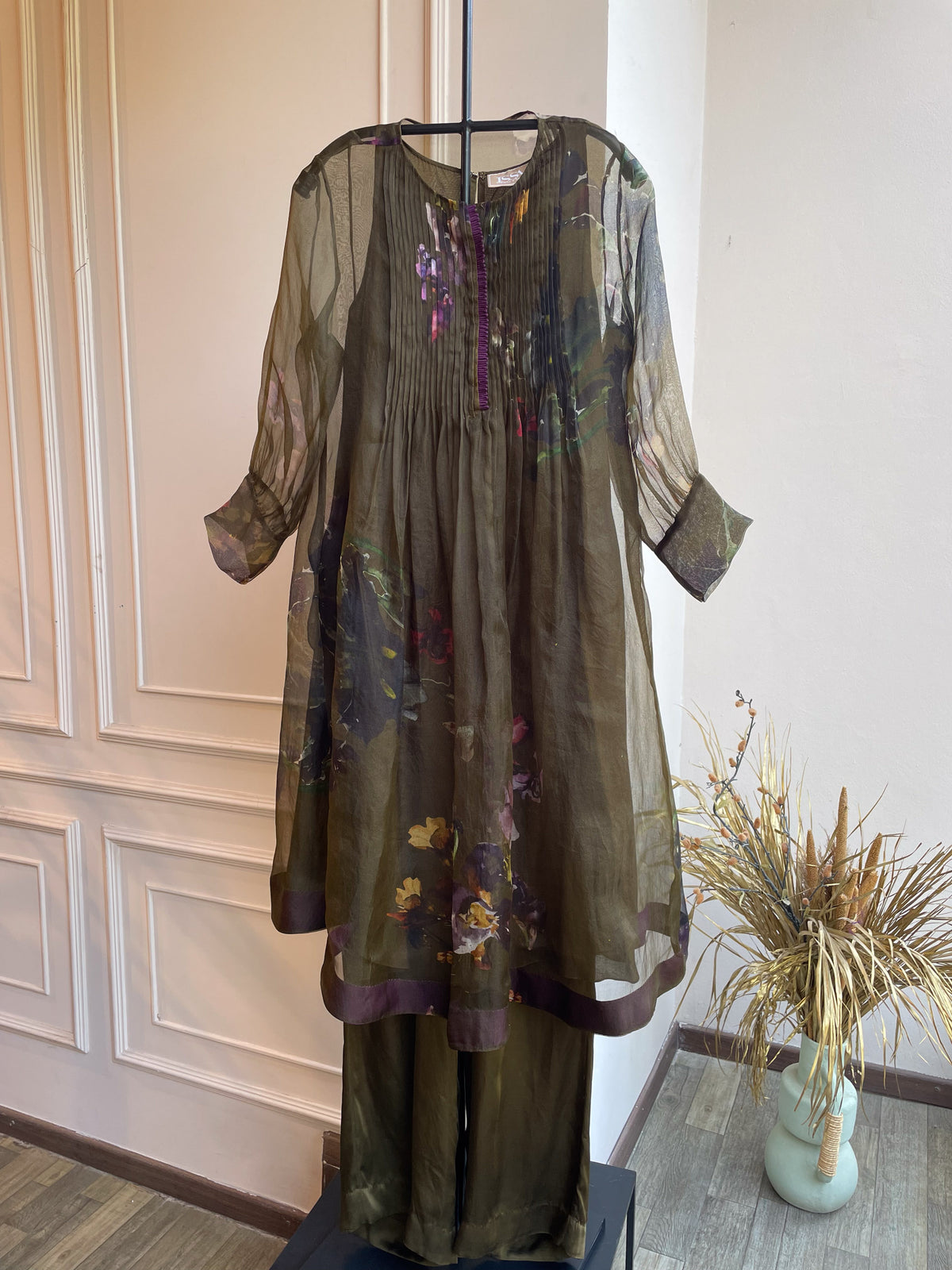 Luna Kurtha set – Olive green