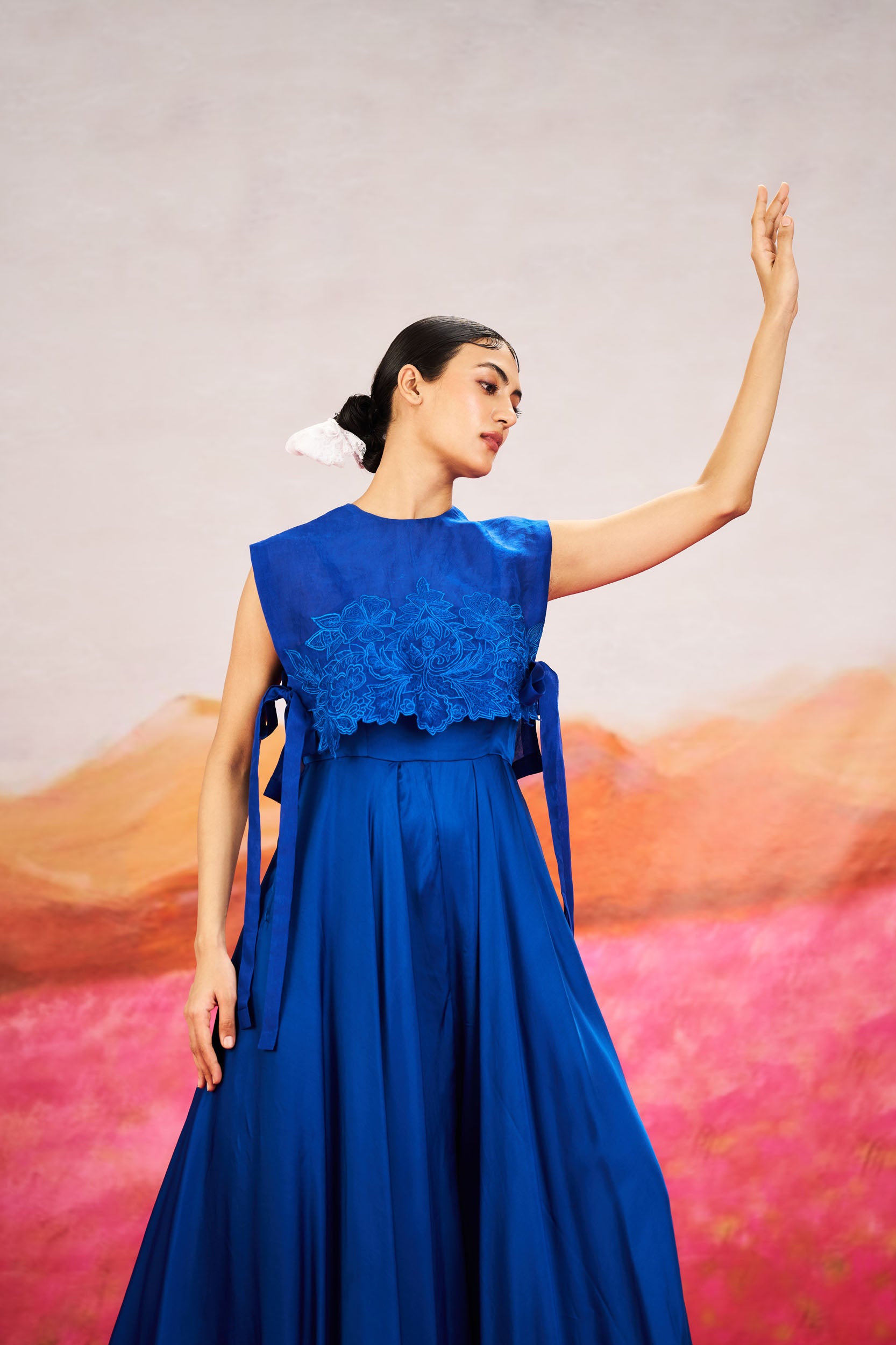 Luna Jumpsuit With Short Cape - Blue