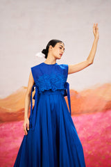 Luna Jumpsuit With Short Cape - Blue