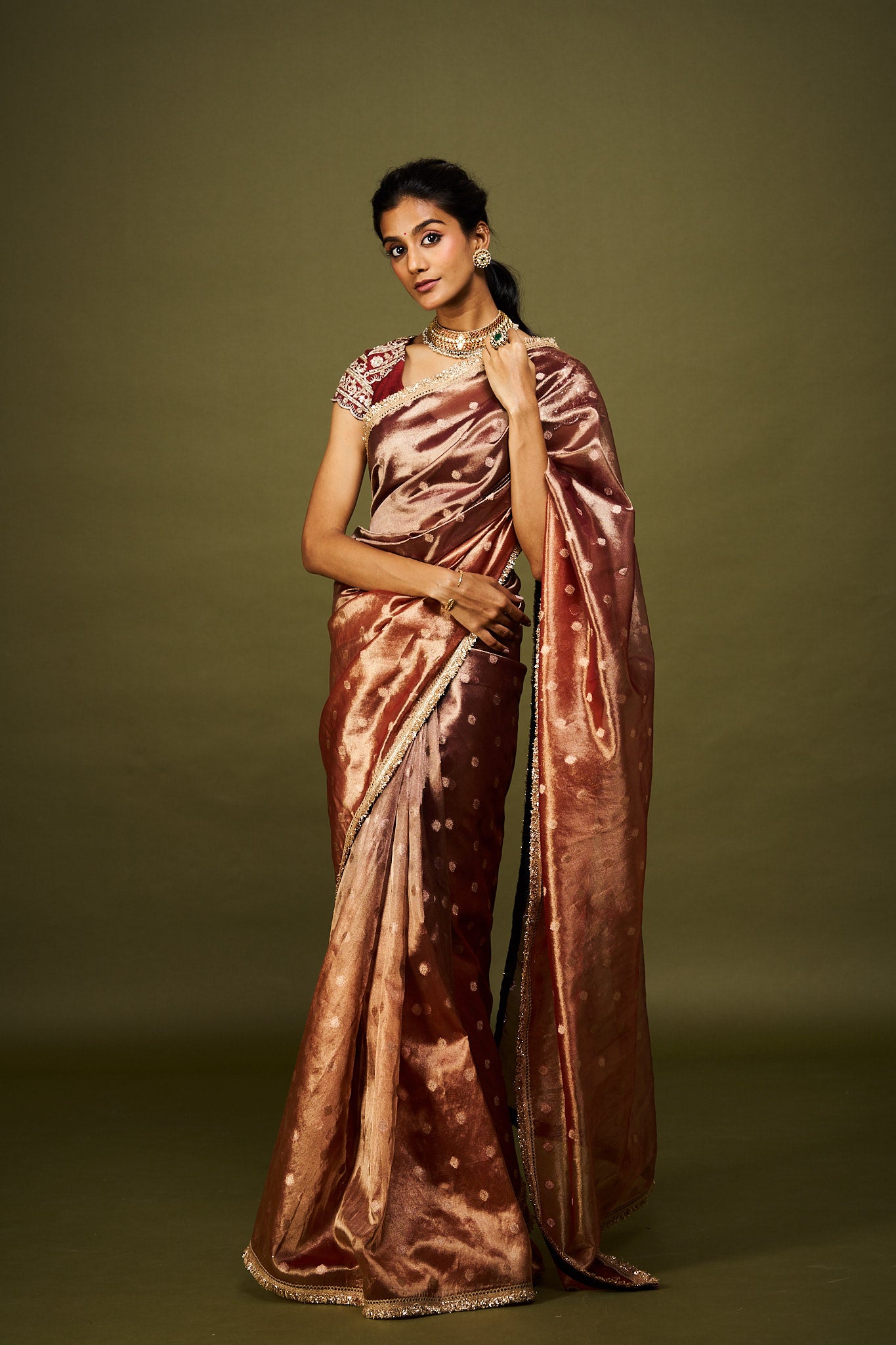 Malika saree set - Wine & Rust RTS – Issa Studio