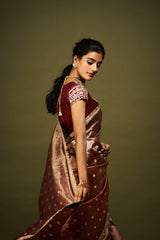 Malika saree set - Wine & Rust