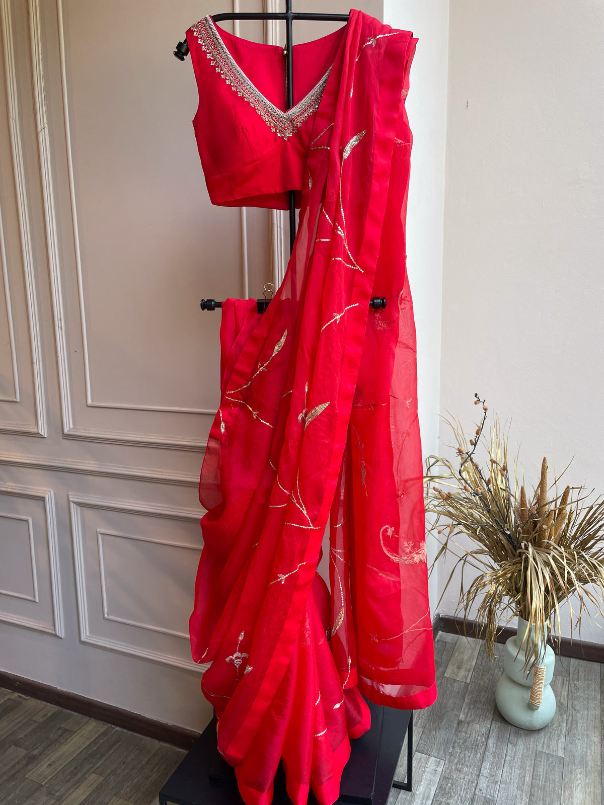 Mandara Organza Embroidery Saree and Blouse Set