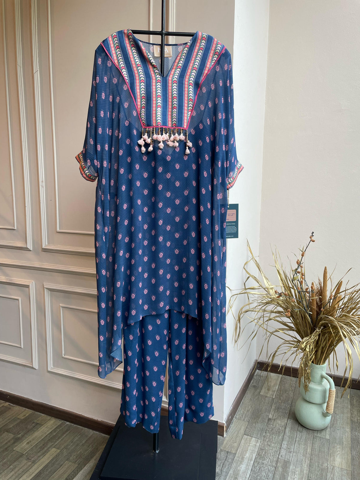 Martha-Blue Kurta Patch High Low Set