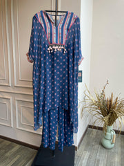 Martha-Blue Kurta Patch High Low Set