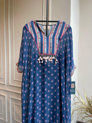 Martha-Blue Kurta Patch High Low Set