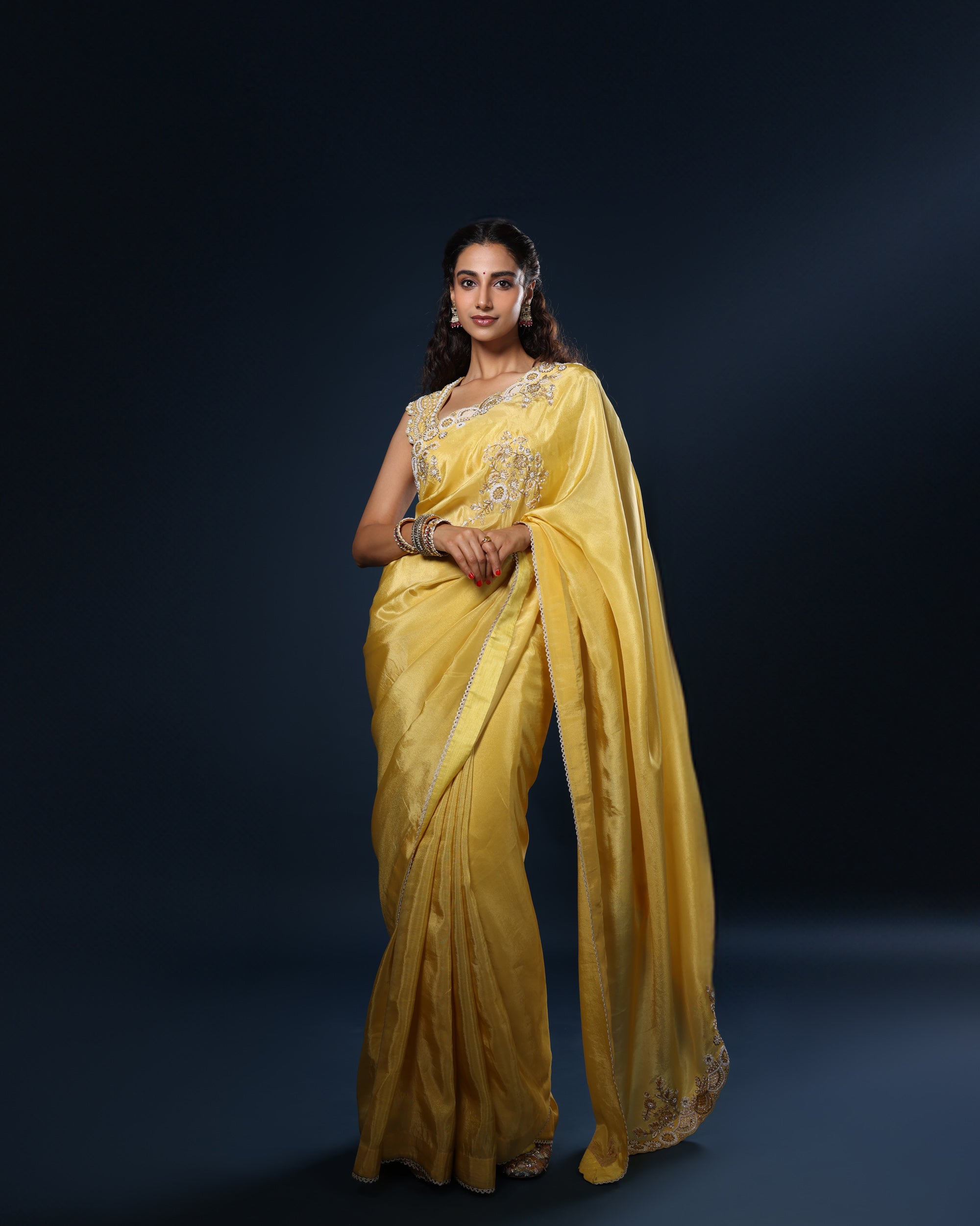 Sloka Embroidery Saree and Blouse Set | Meenakshi Chaudhary