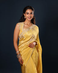 Sloka Embroidery Saree and Blouse Set | Meenakshi Chaudhary