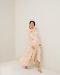 Mikami Dress with Cape- Pale Beige