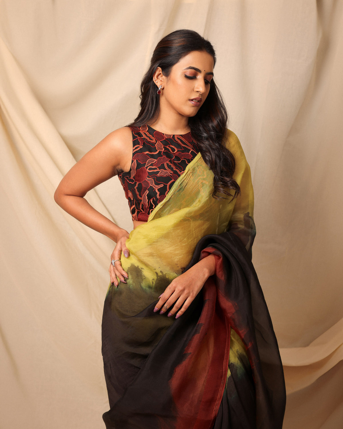 Vihali Ombre Dye Saree With Embroidered Blouse | Niharika Konidela