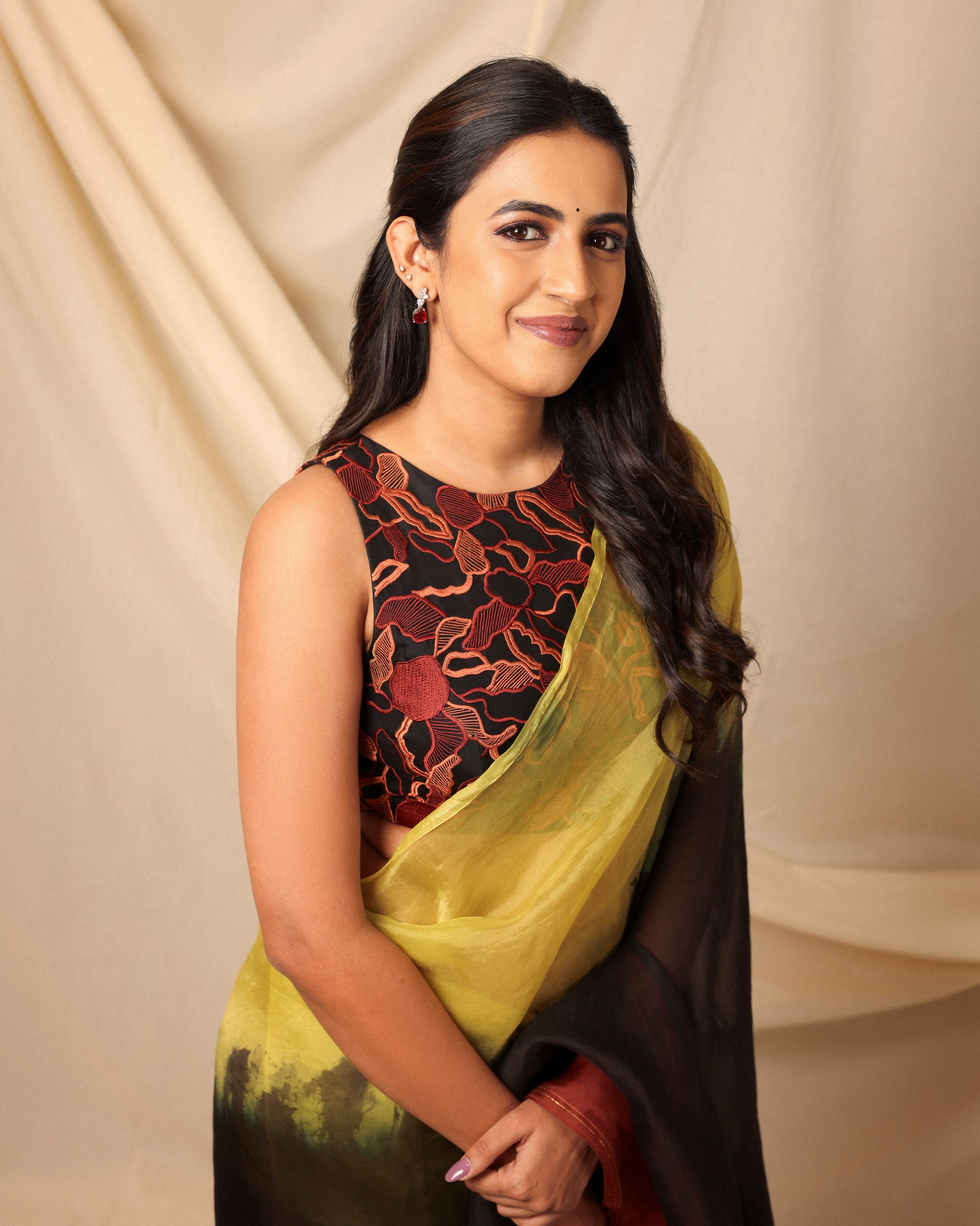 Vihali Ombre Dye Saree With Embroidered Blouse | Niharika Konidela