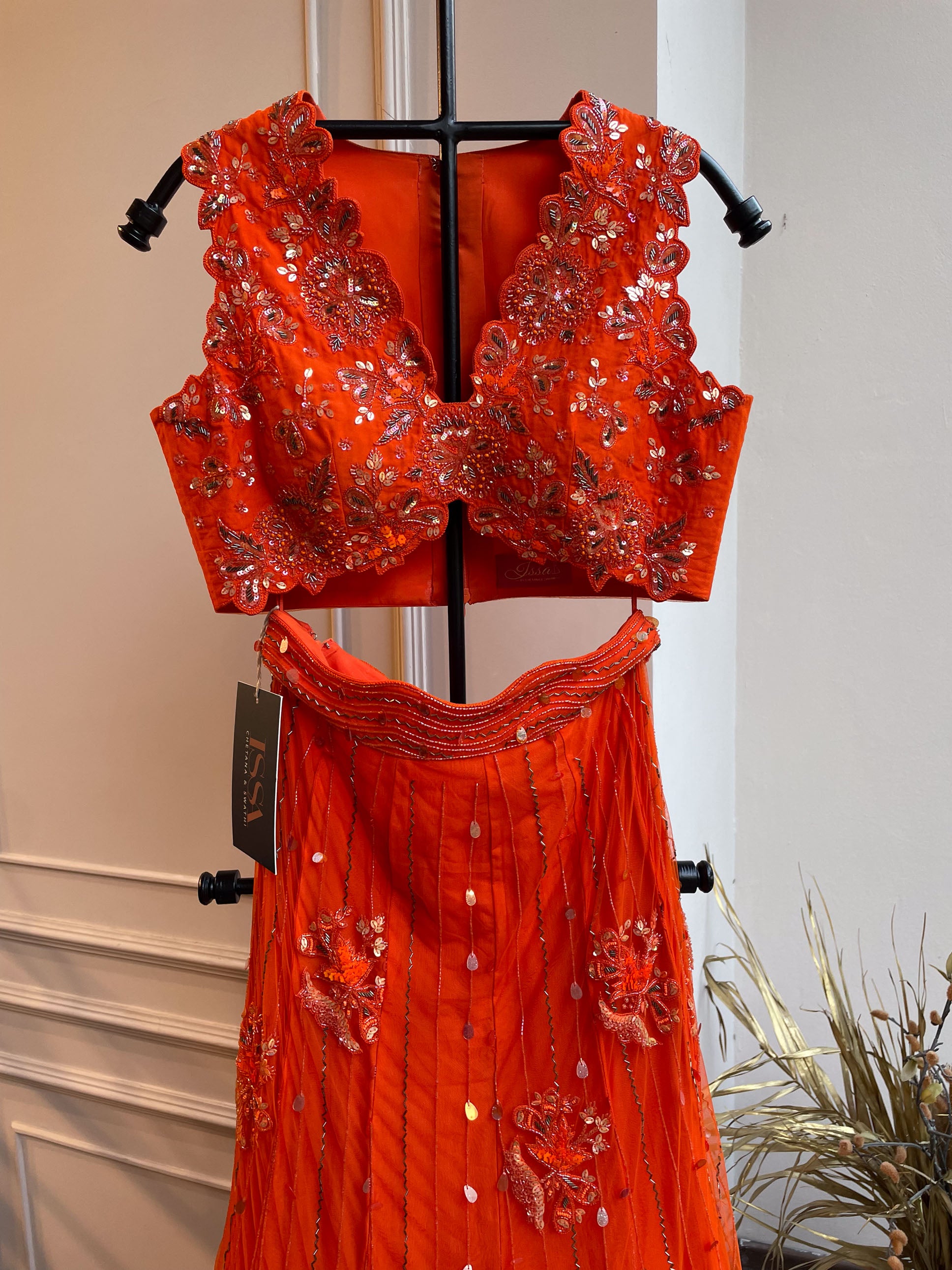 Niri Lehanga set with Dupatta -persimmon Orange