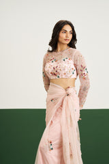 Nomi Saree Set - Peach