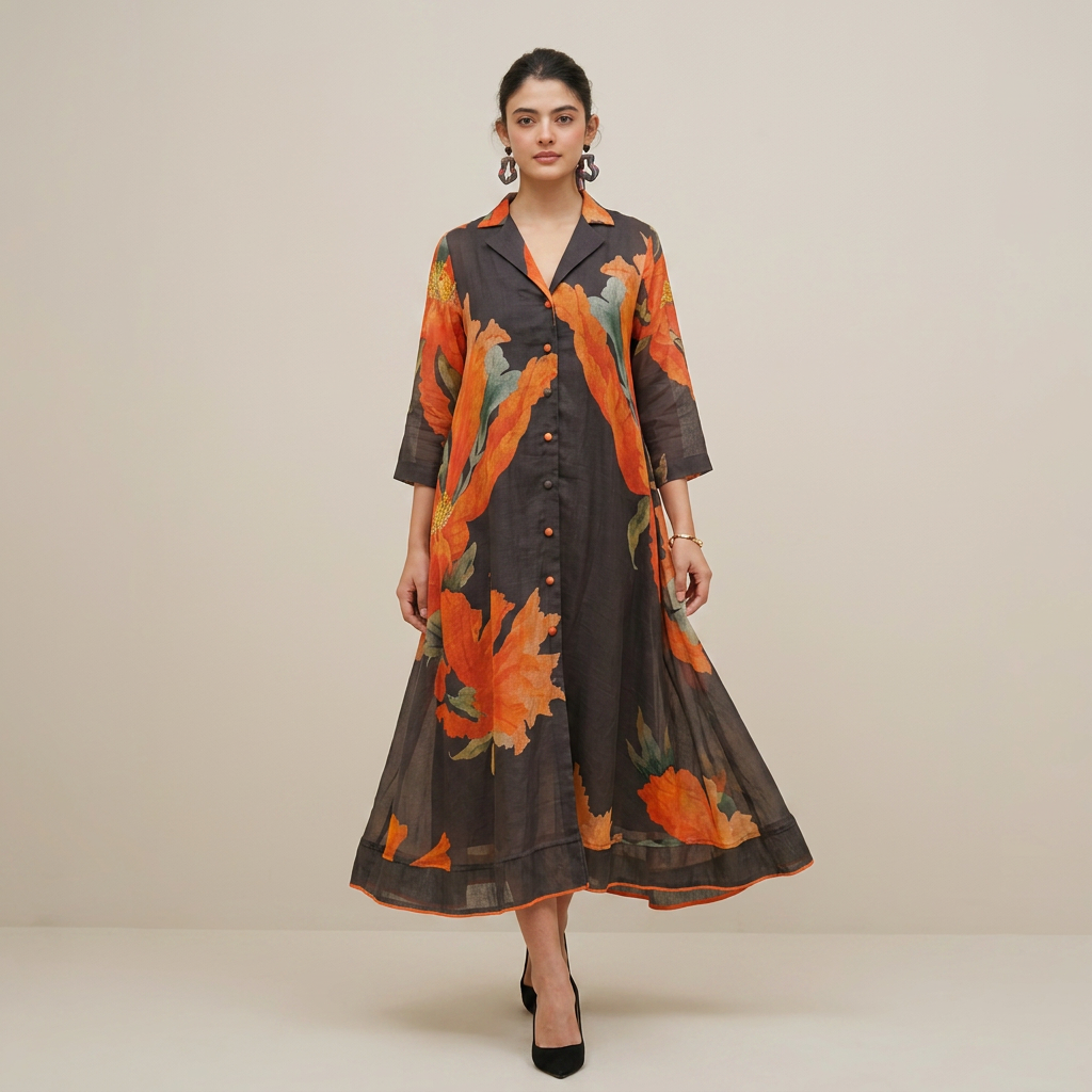 Shelly Dress- Charcoal Brown