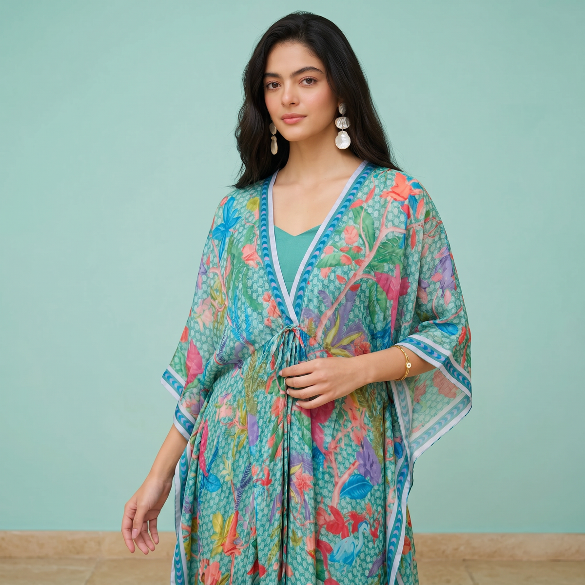 Zeya Kaftan Set-Sea Green