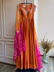 Orange Anarkali With Dupatta