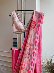 Pink Floral Saree With Blouse