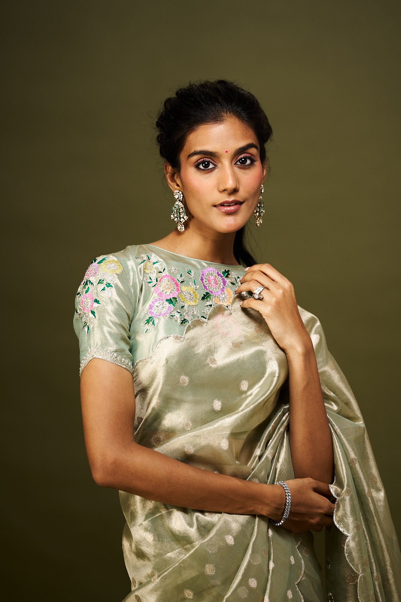 Prachi saree set - Mint green