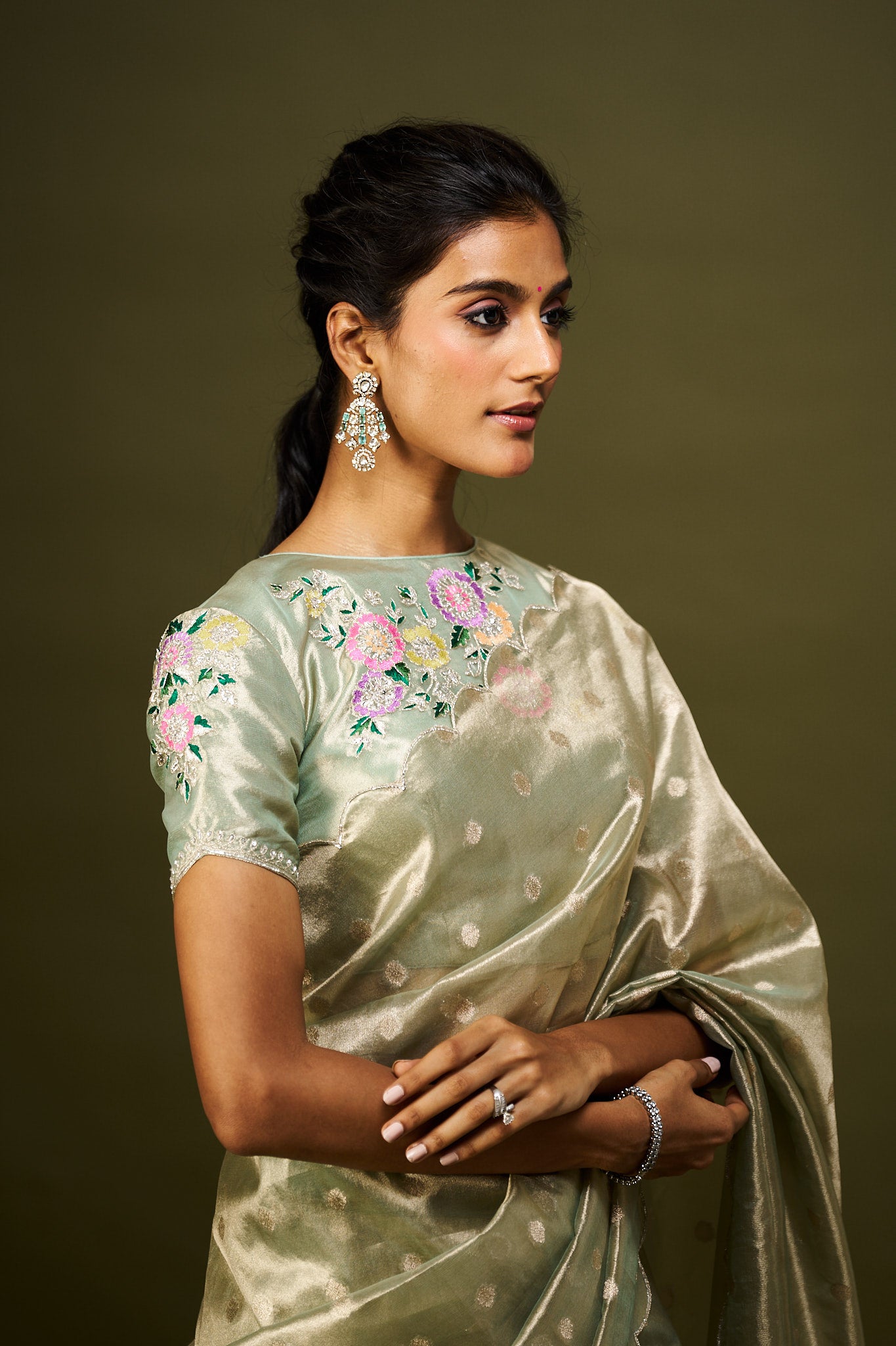 Prachi saree set - Mint green