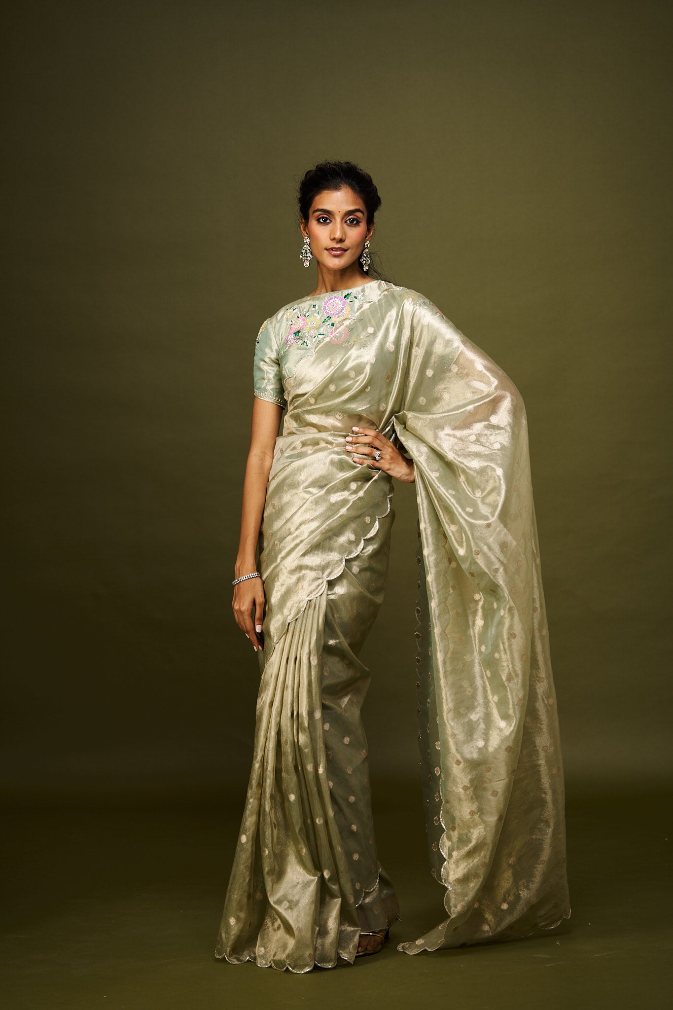 Prachi saree set - Mint green