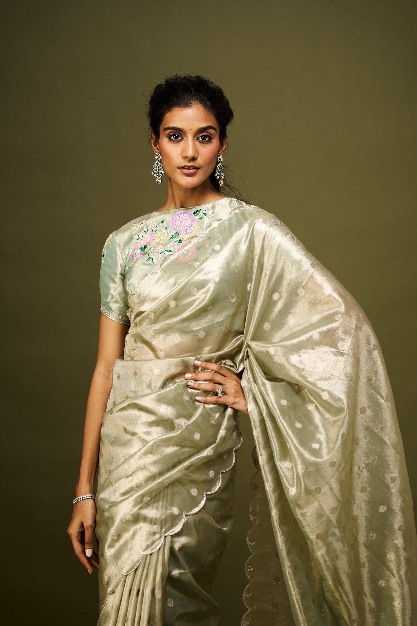 Prachi saree set - Mint green