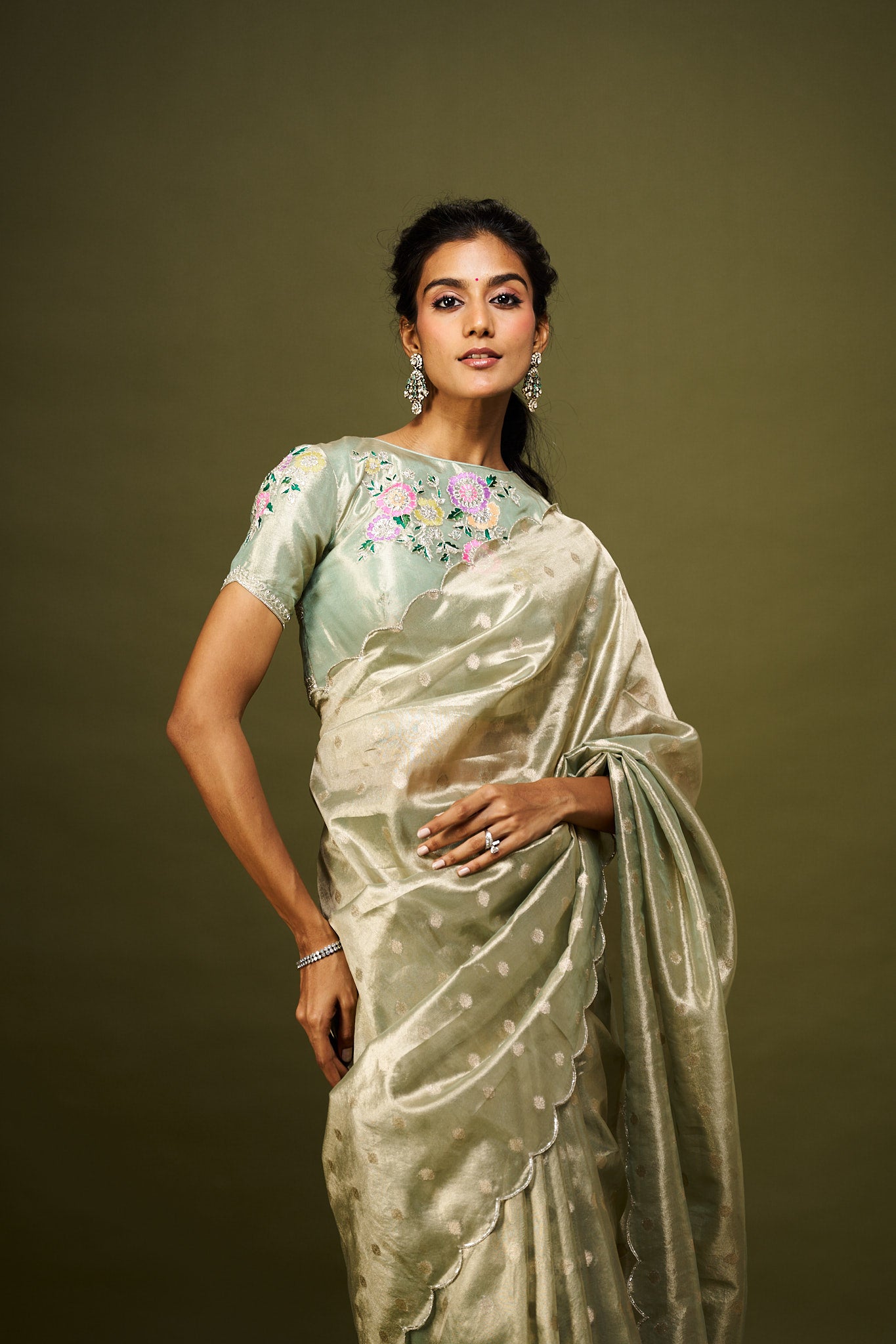 Prachi saree set - Mint green
