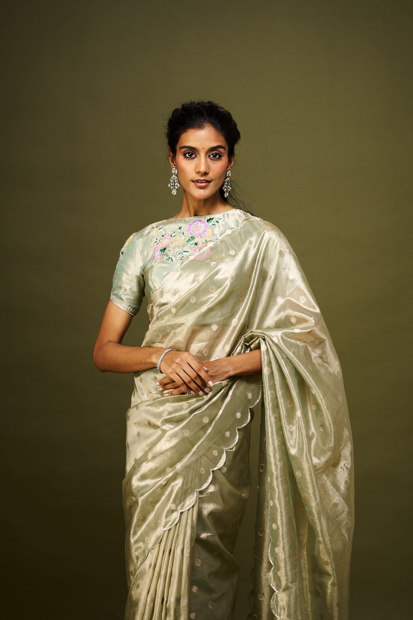 Prachi saree set - Mint green