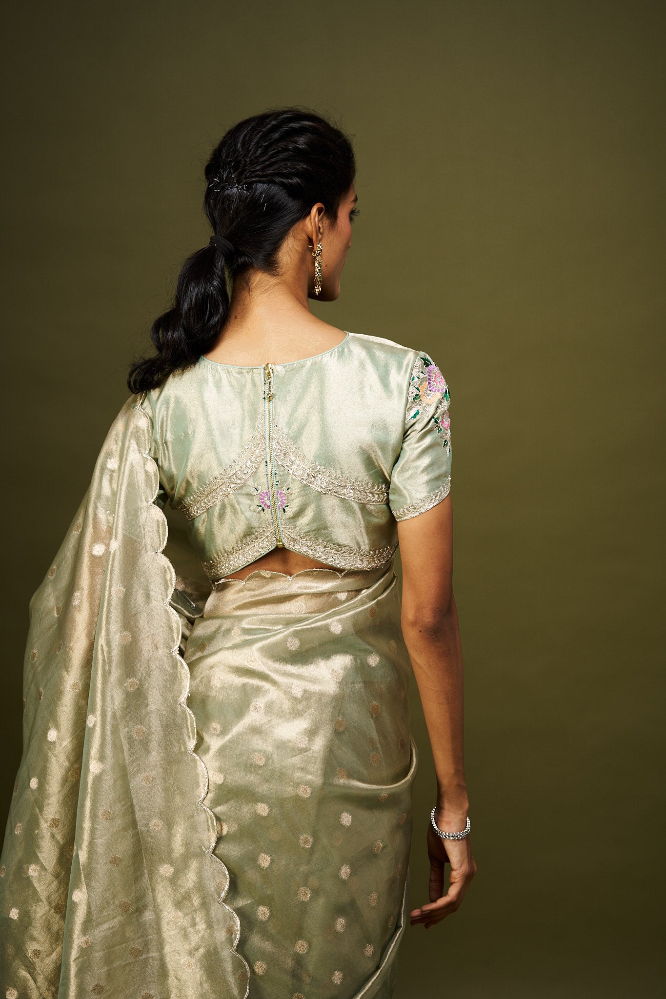 Prachi saree set - Mint green