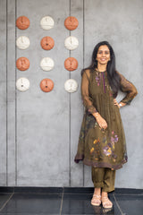 Luna Kurtha set – Olive green