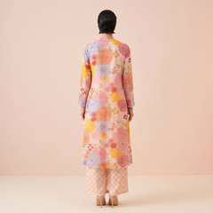 Remi Peach Floral Kurtha Set