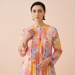 Remi Peach Floral Kurtha Set