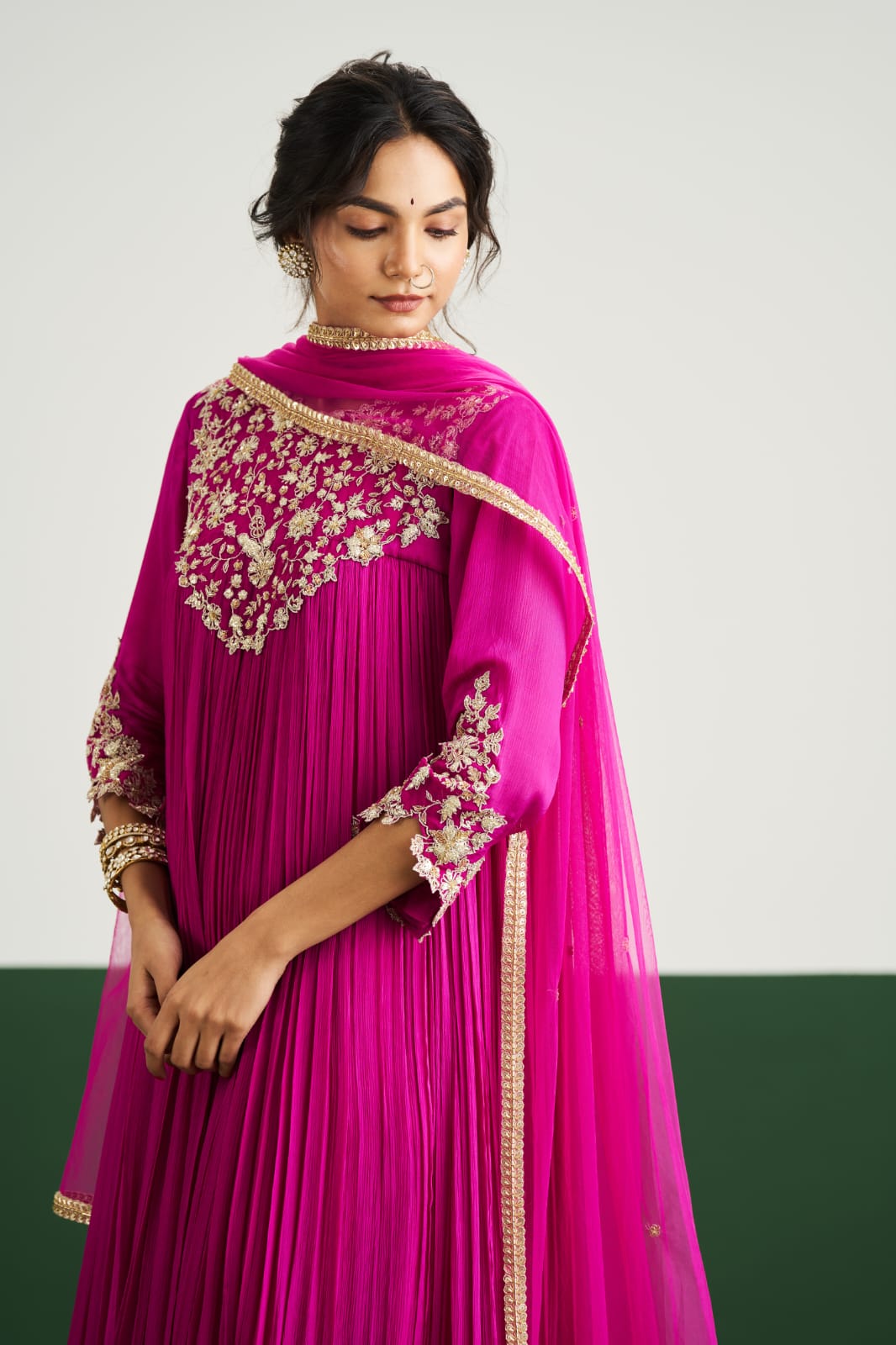 Rachel Dress with Dupatta - Magentha