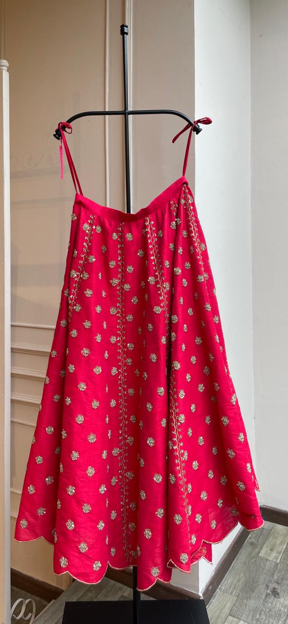 Red Embellished Lehenga