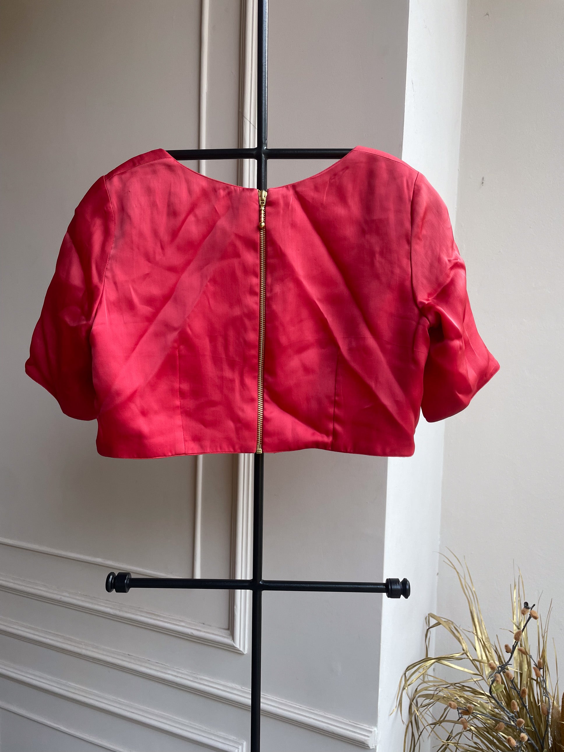 Red Organza Plain Blouse