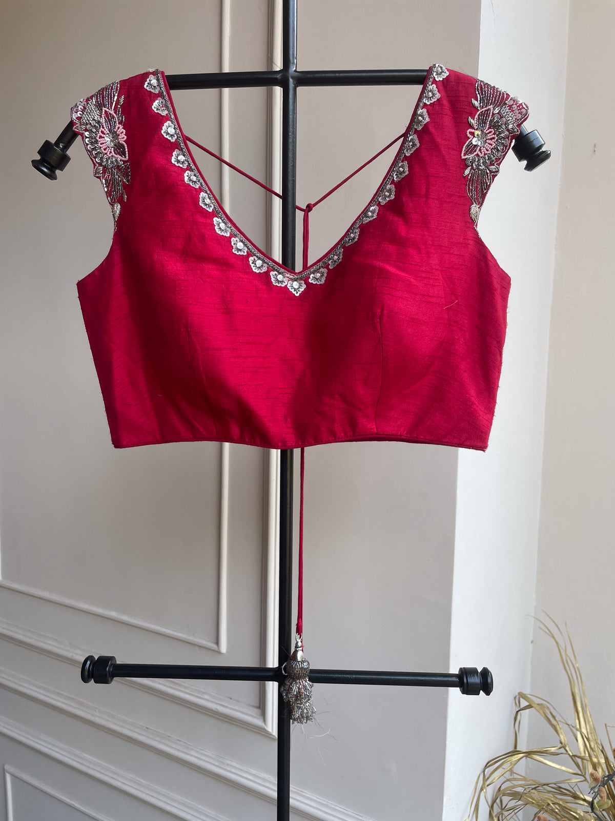 Red V Neck Blouse