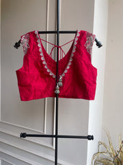 Red V Neck Blouse