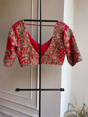 DS-Red Hand Embroidered Blouse